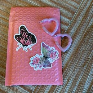 Pink Heart Hoop Earrings